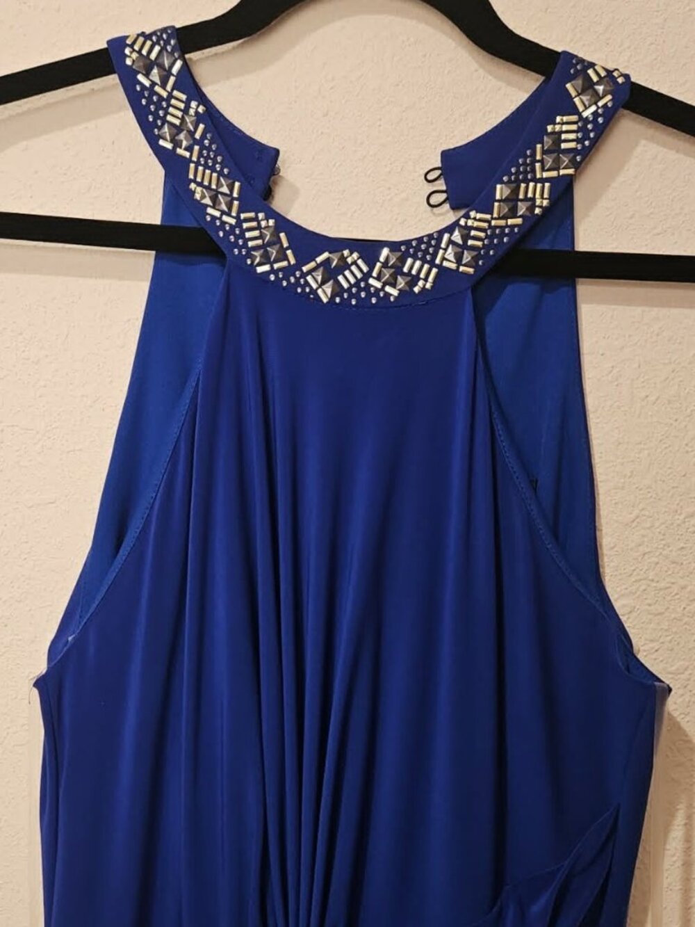 Royal blue with embellished high neck gown